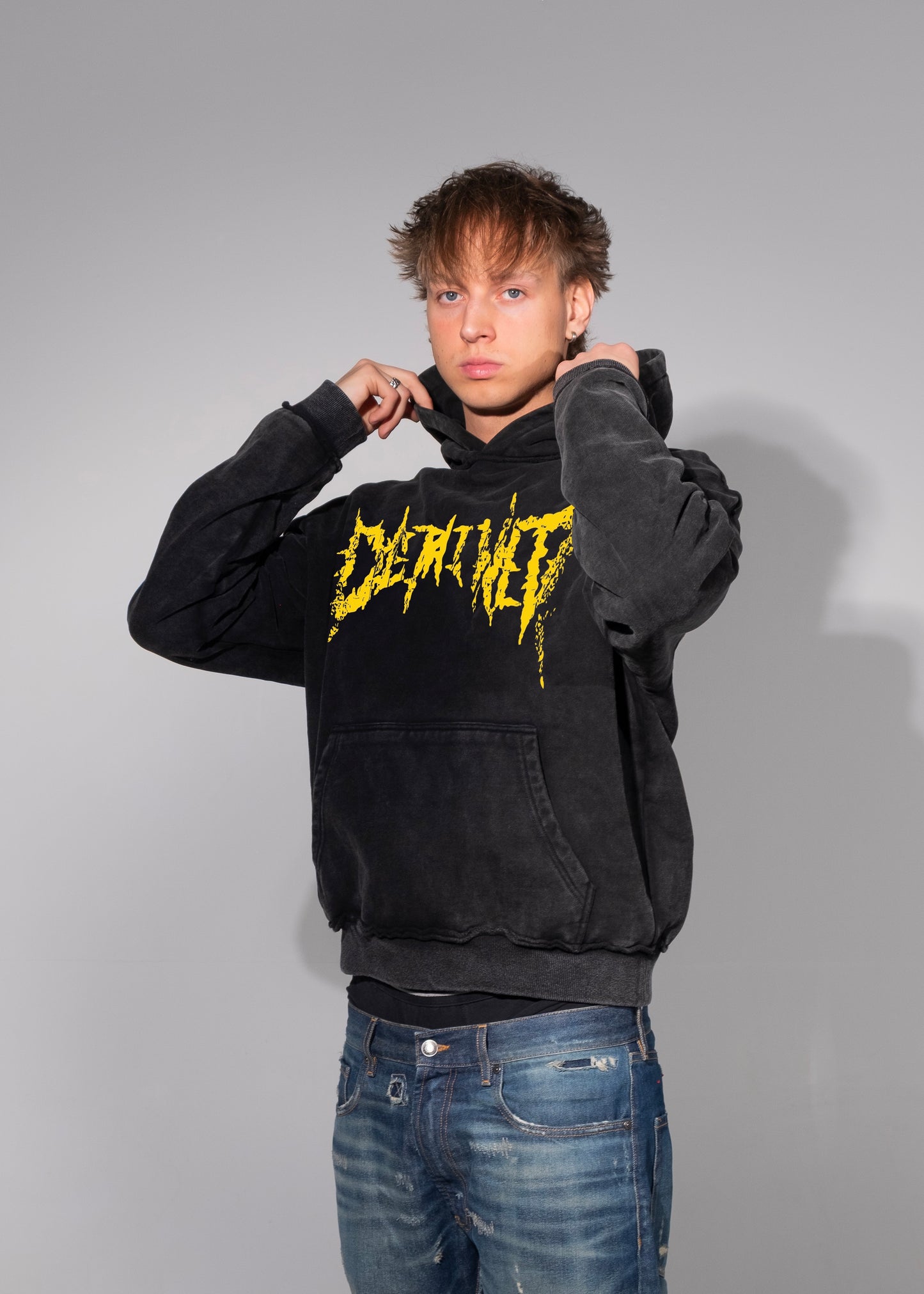 CRACKED YELLOW LOGO HOODIE