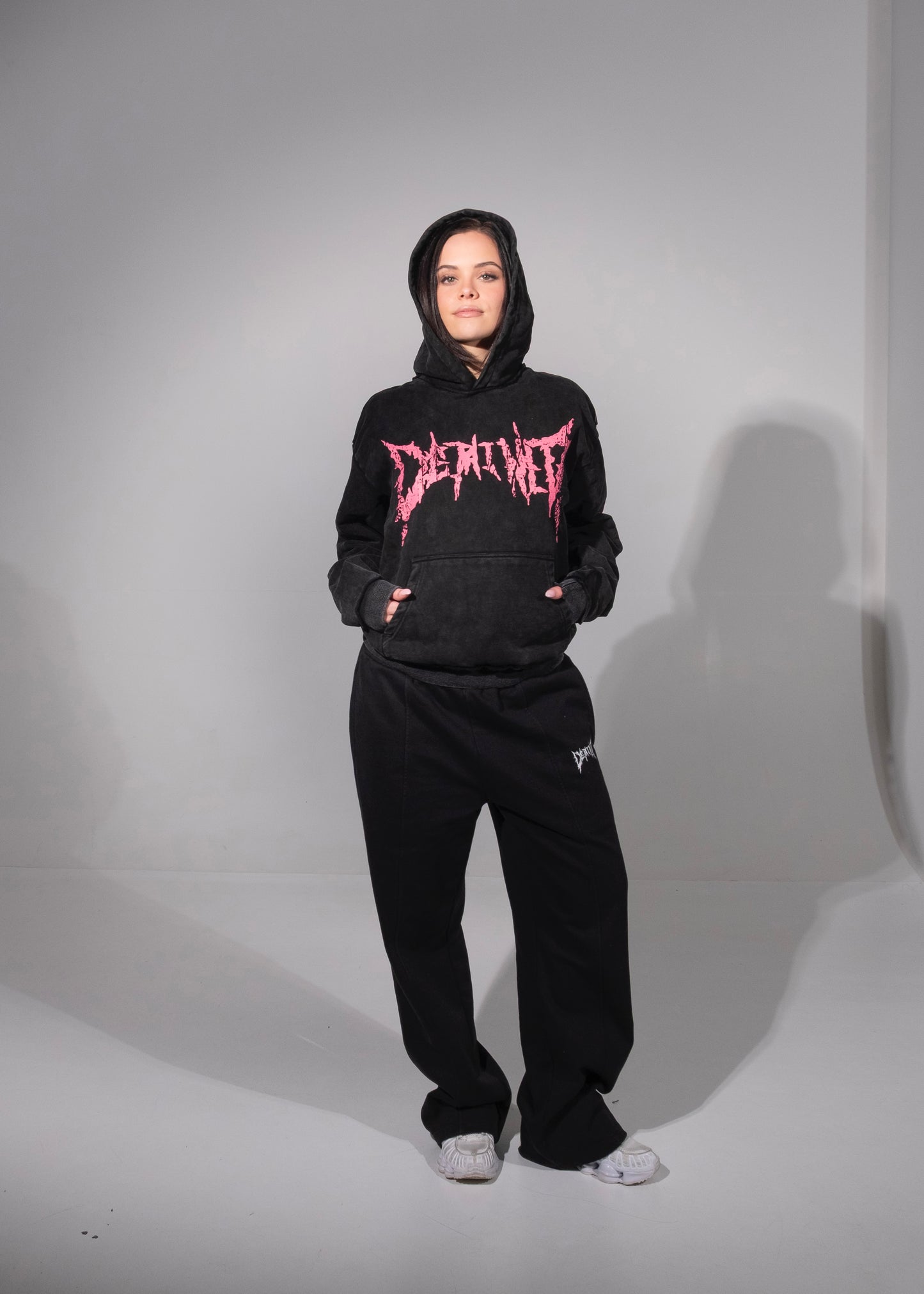 CRACKED PINK LOGO HOODIE