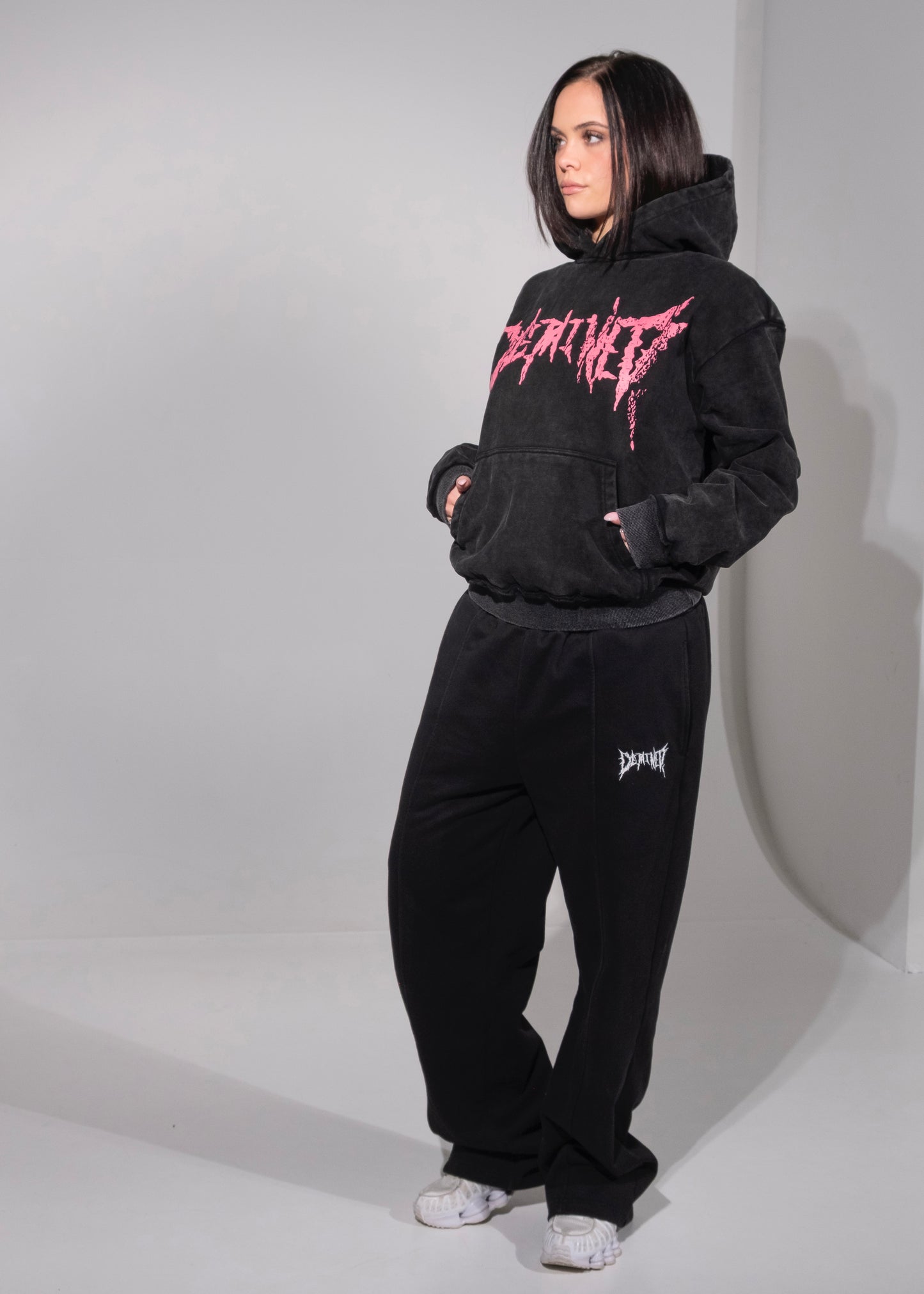 CRACKED PINK LOGO HOODIE
