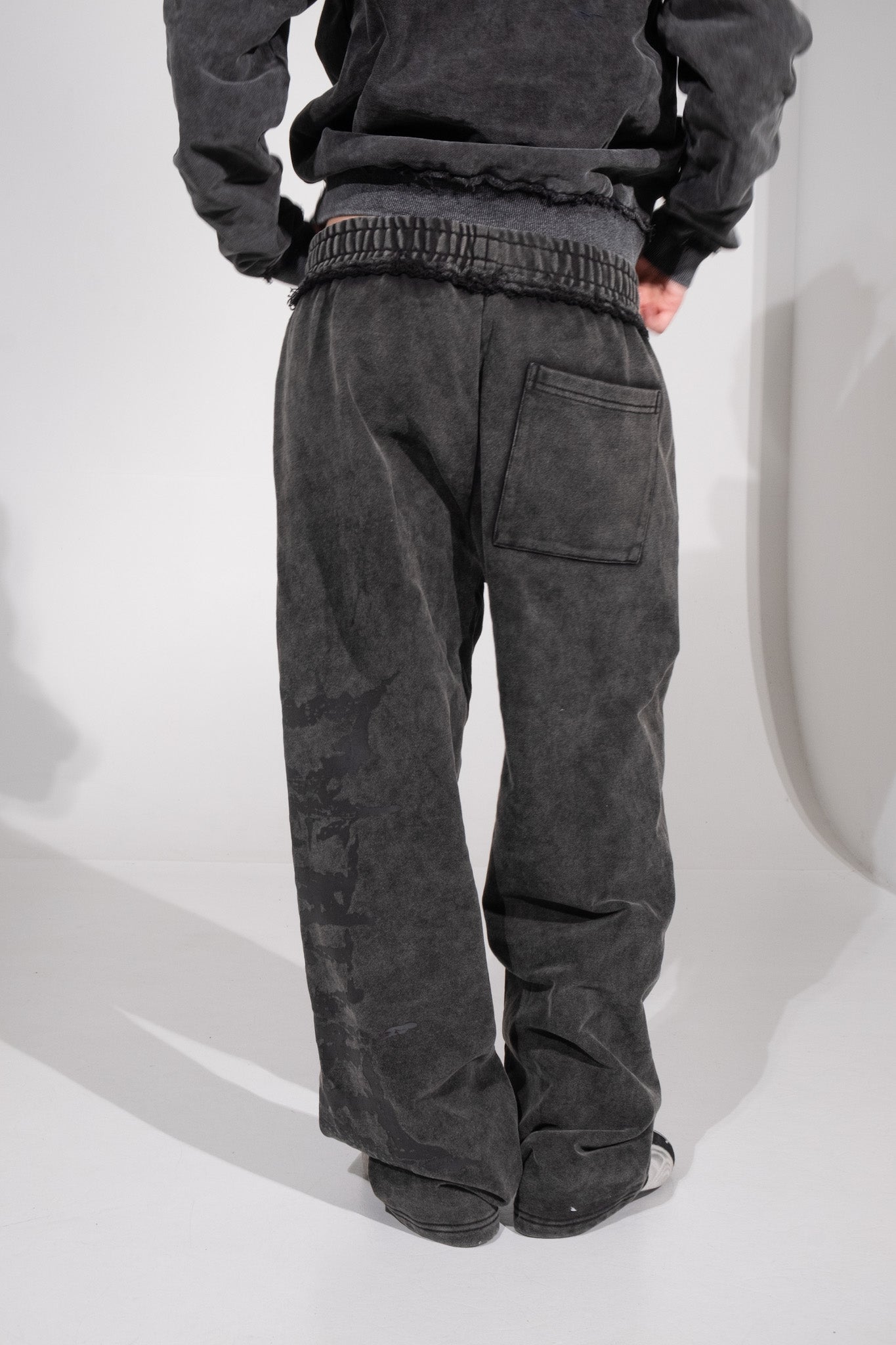 DARK GREY CRACKED LOGO PANTS