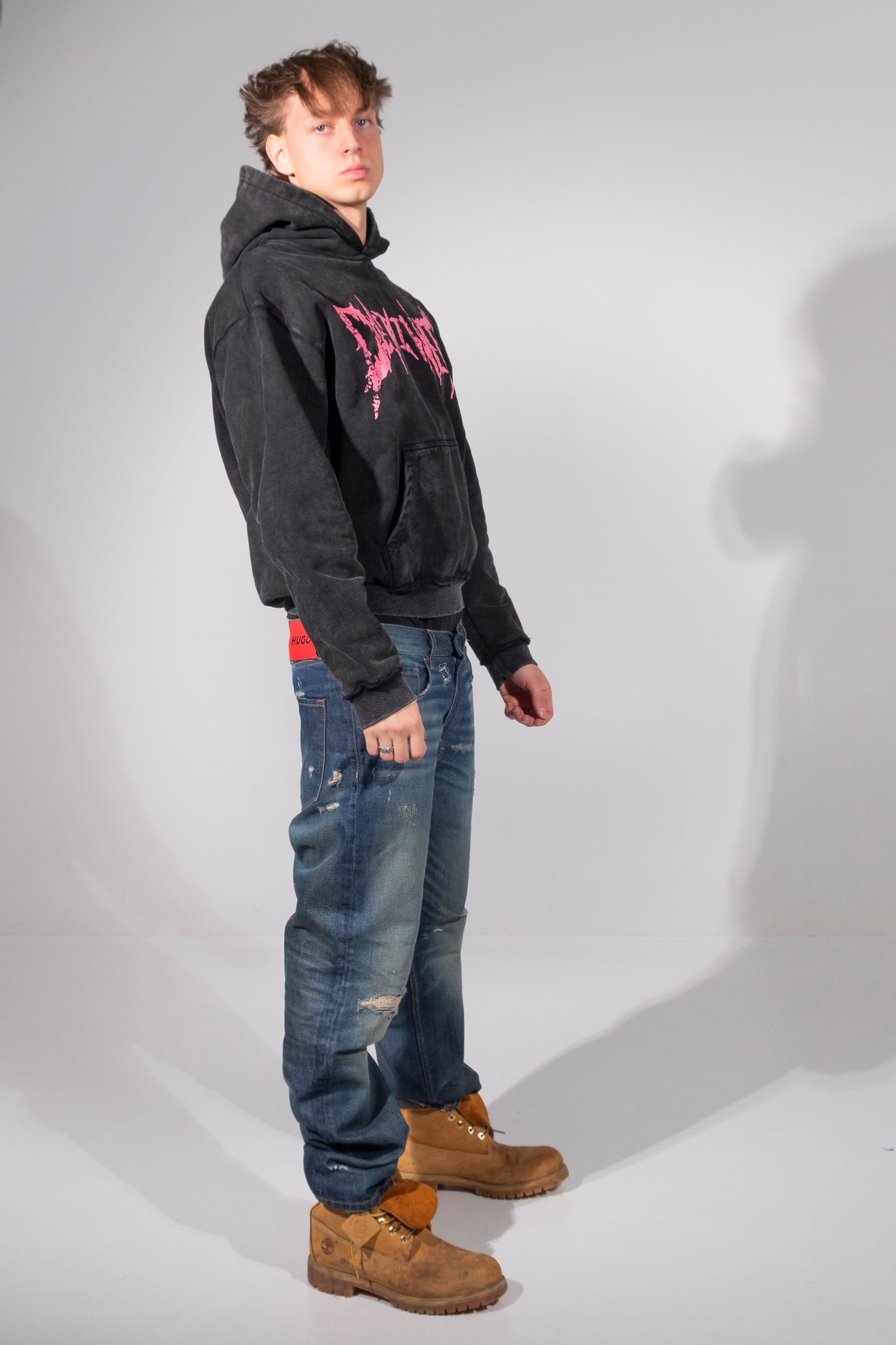 CRACKED PINK LOGO HOODIE