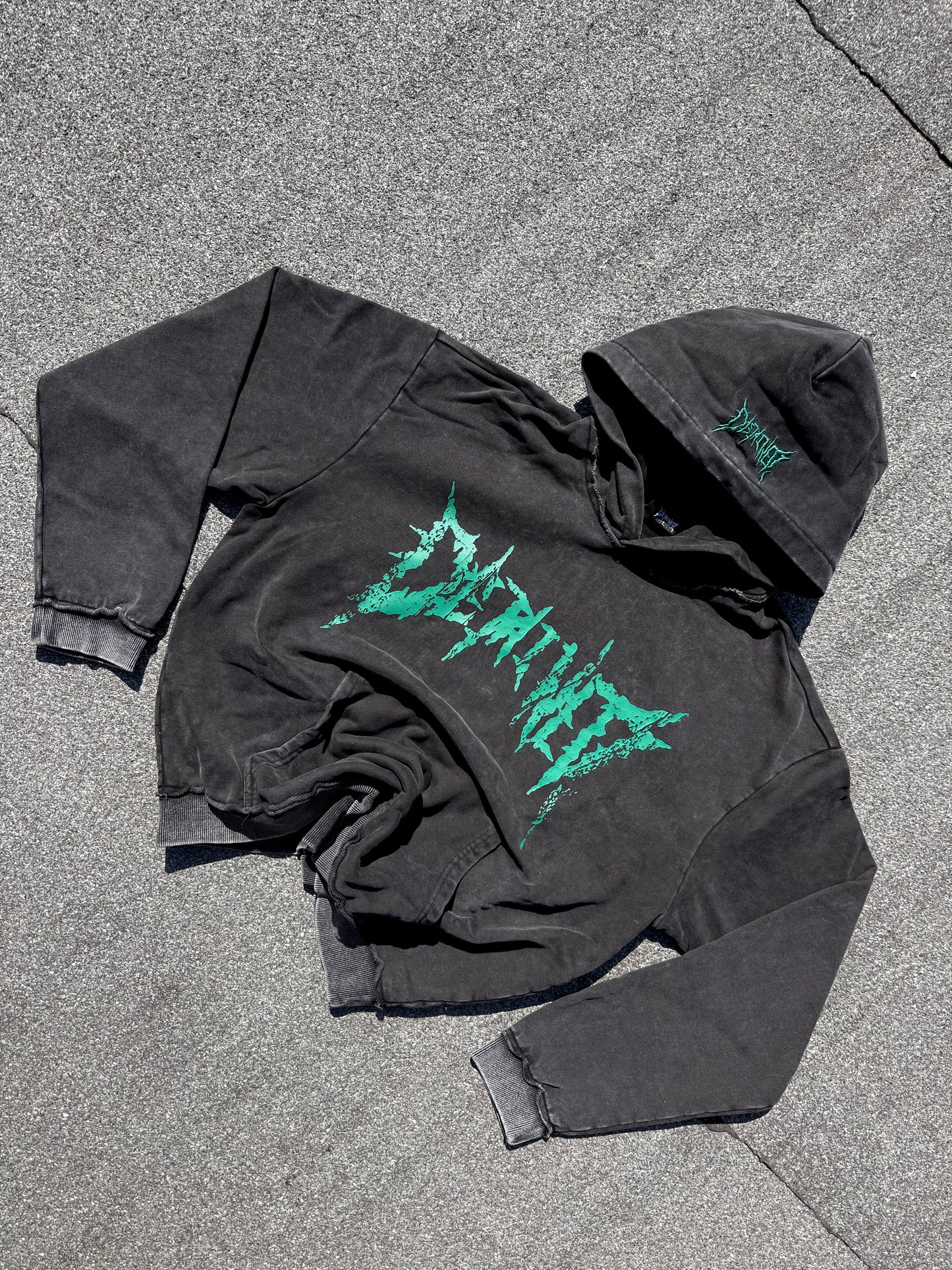 DARK CRACKED GREEN LOGO HOODIE