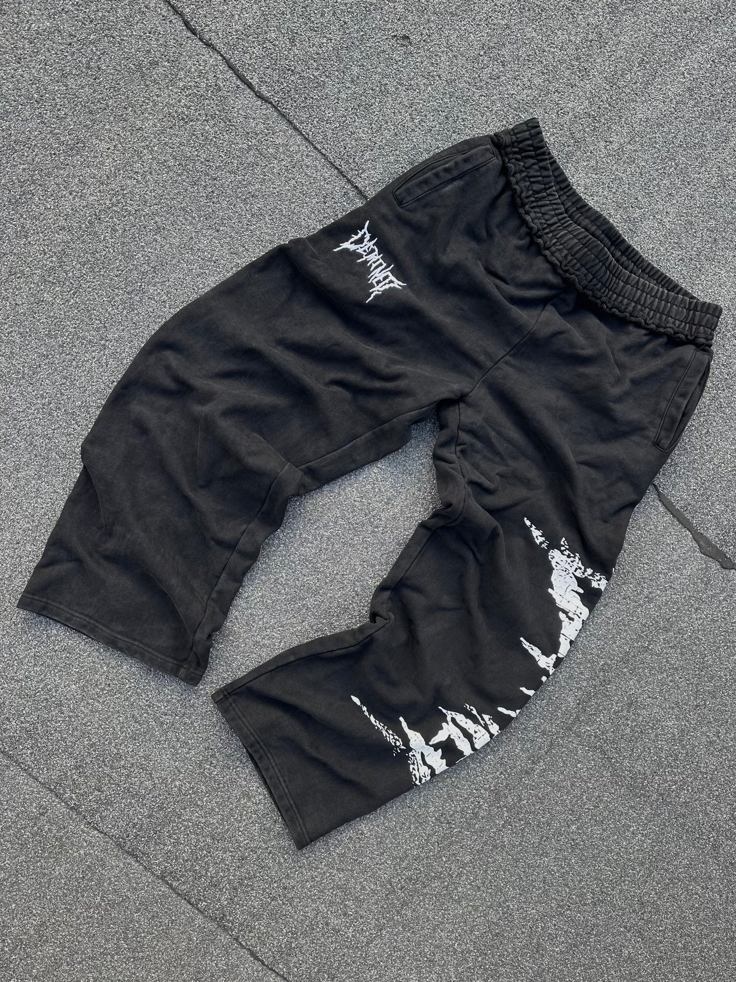 CRACKED WHITE LOGO PANTS
