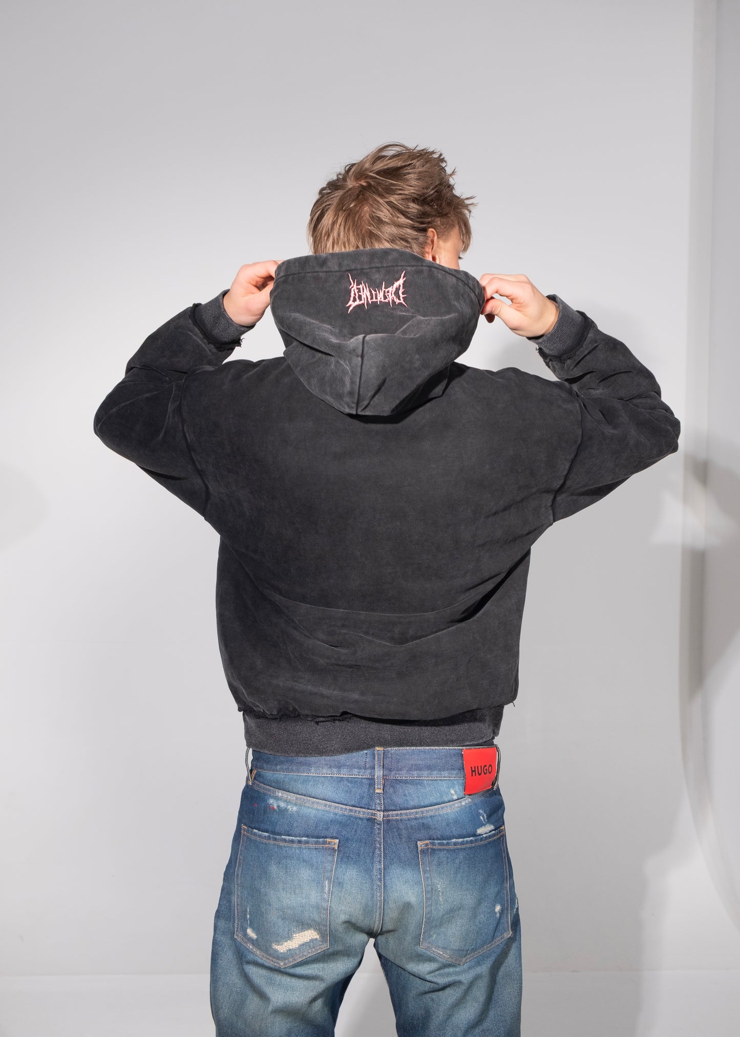 CRACKED PINK LOGO HOODIE