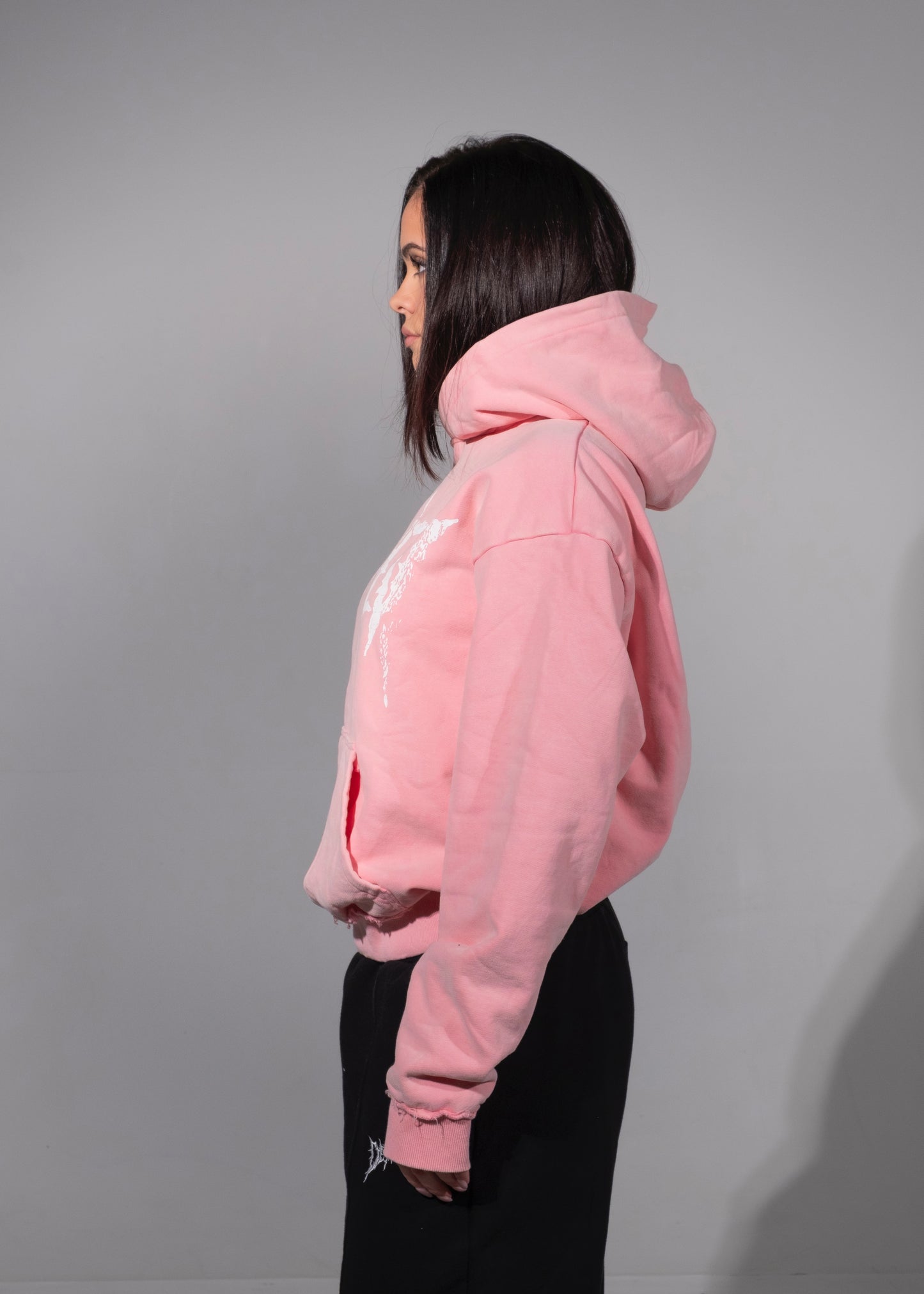 PINK CRACKED LOGO HOODIE