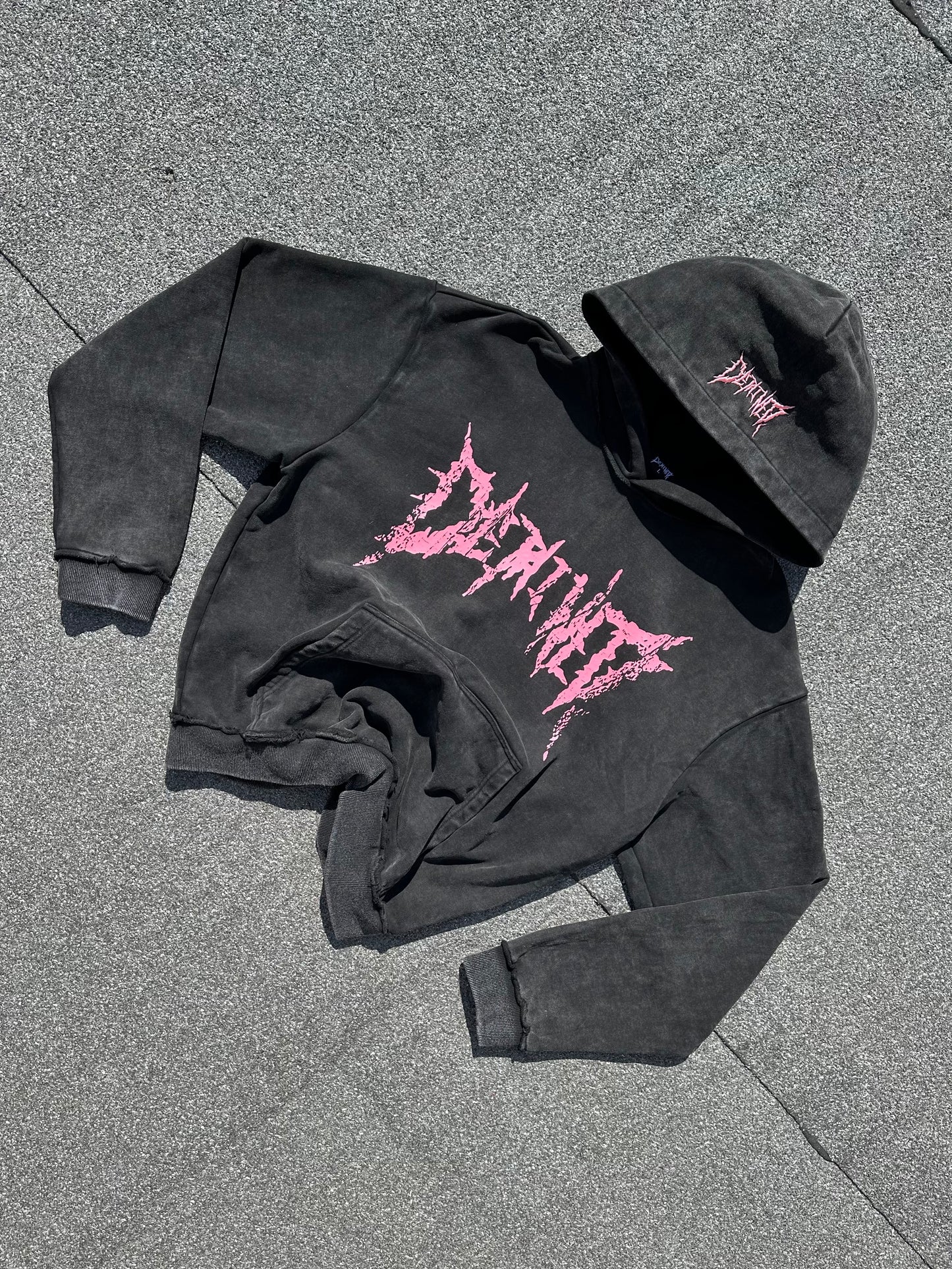 CRACKED PINK LOGO HOODIE