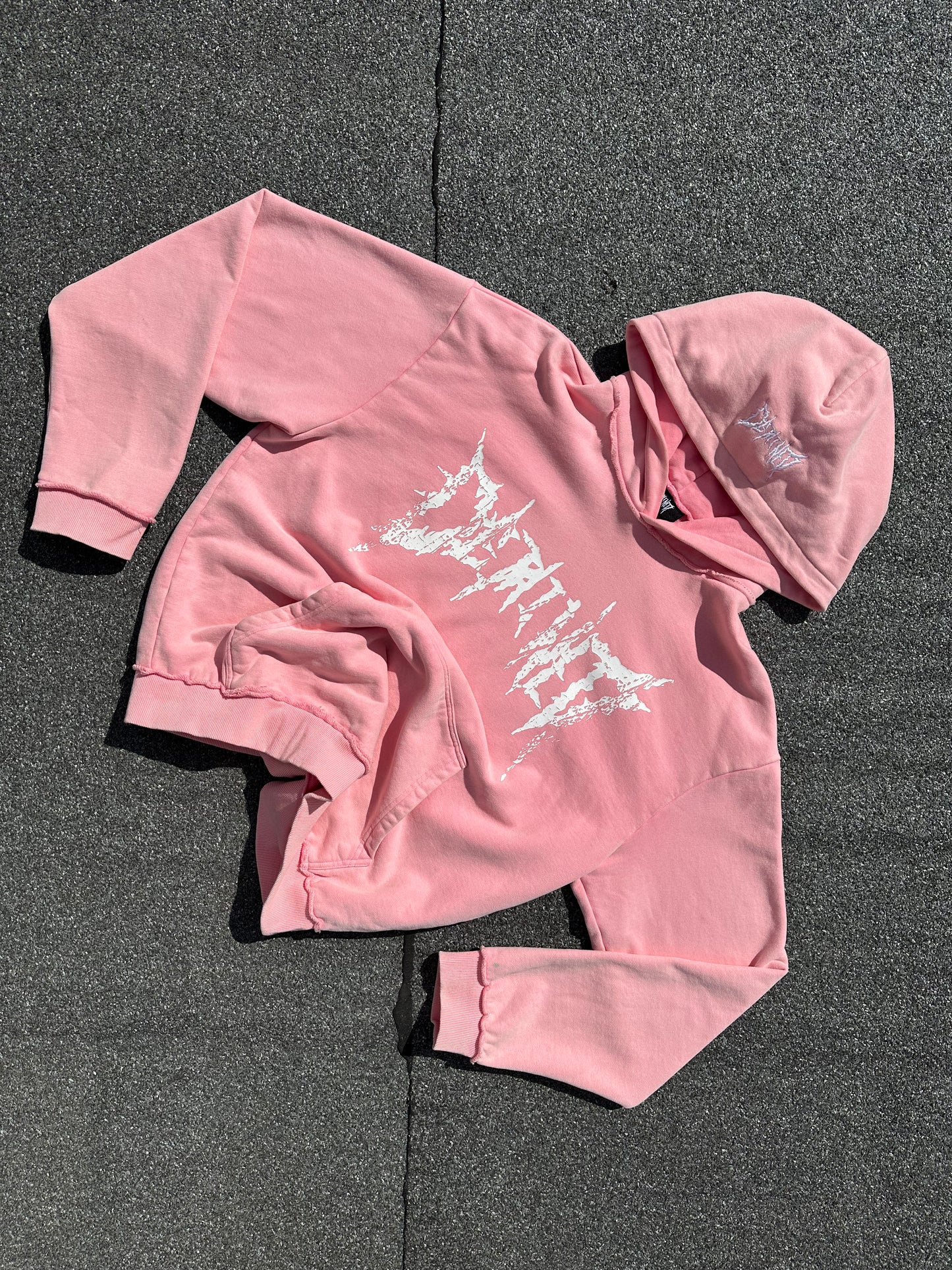 PINK CRACKED LOGO HOODIE