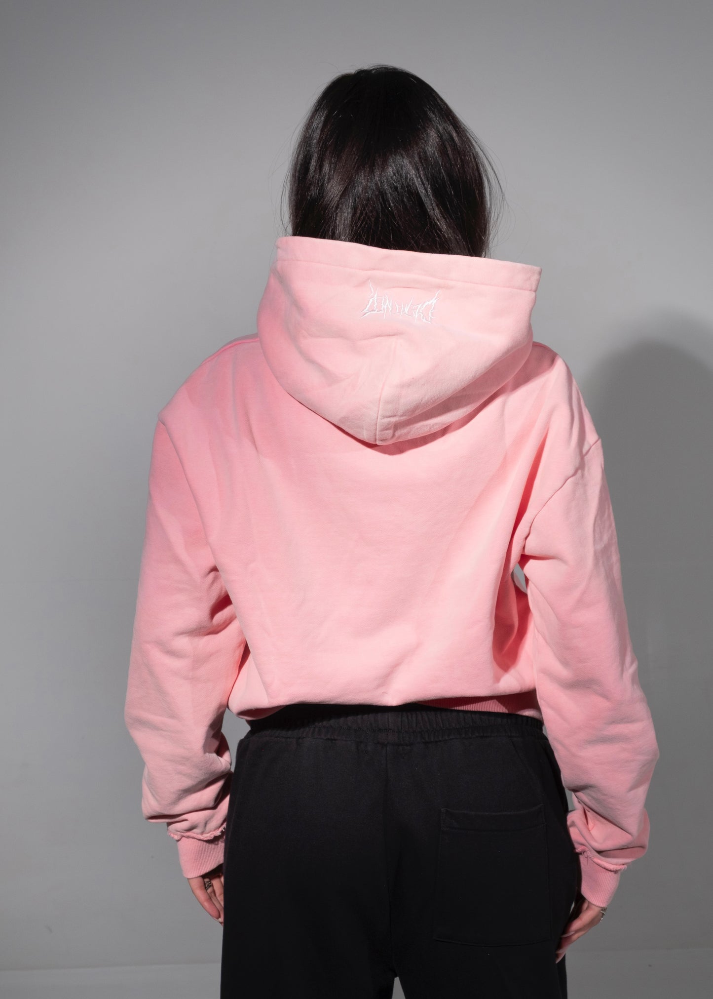 PINK CRACKED LOGO HOODIE
