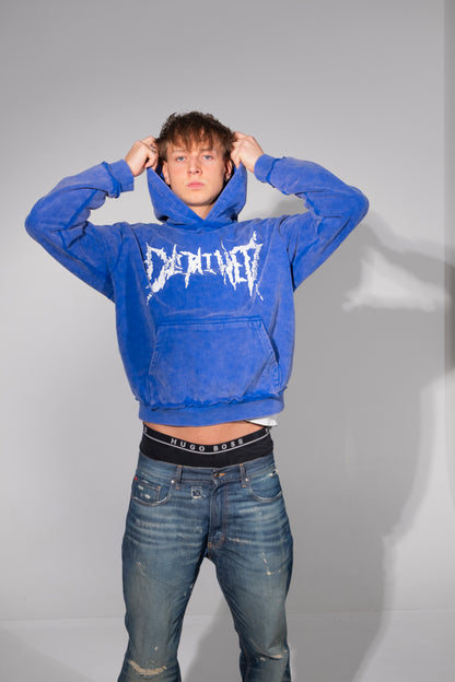 BLUE CRACKED LOGO HOODIE