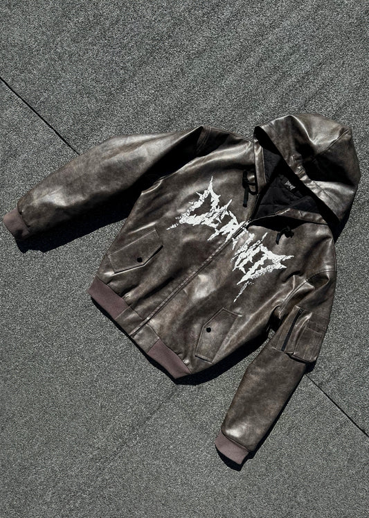 HOODED LEATHER JACKET