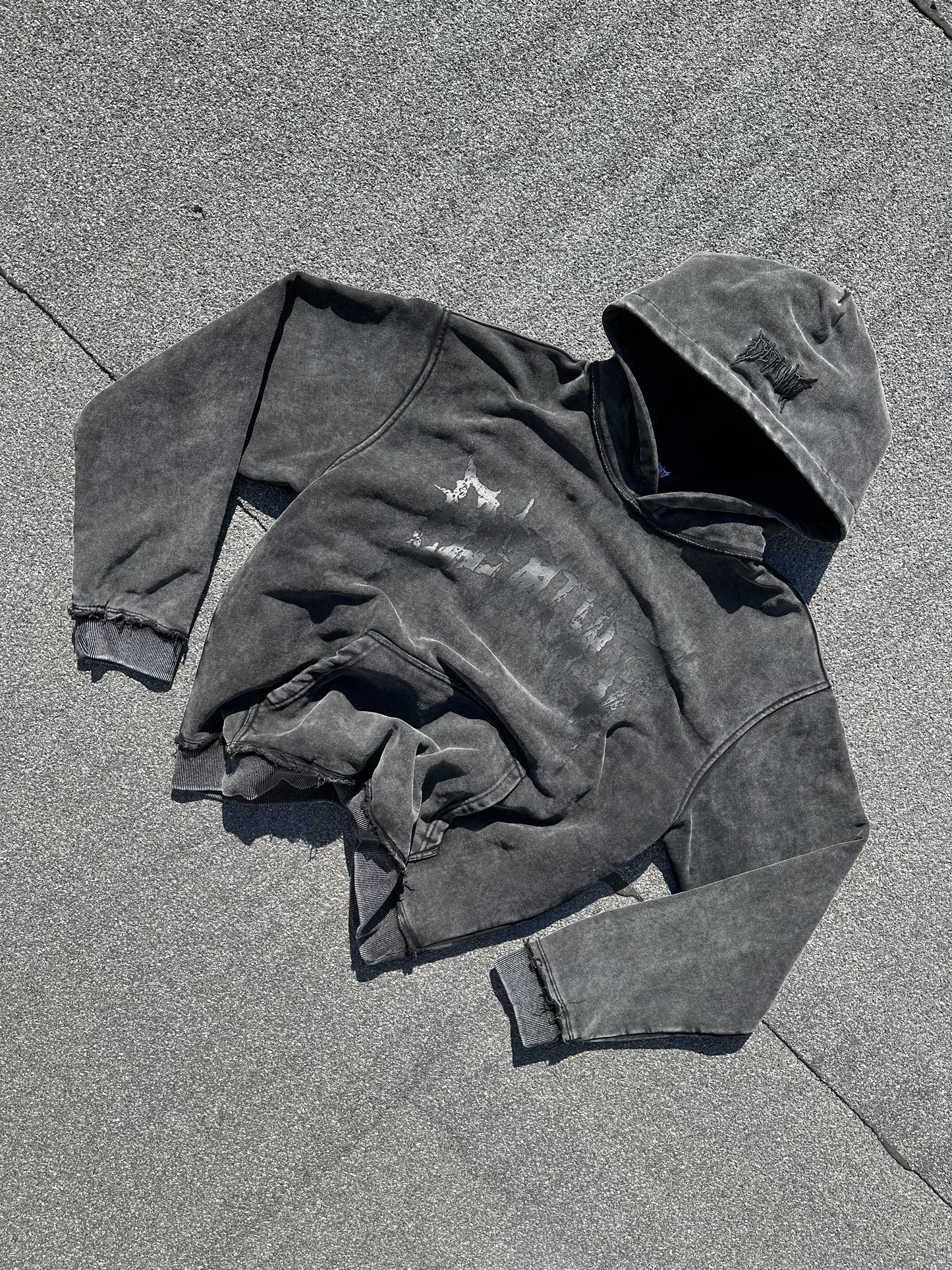 DARK GREY CRACKED LOGO HOODIE