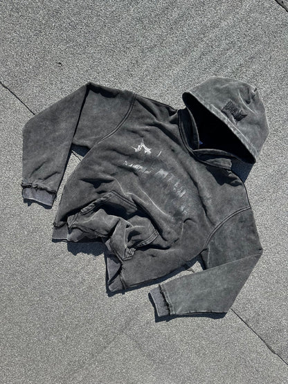 DARK GREY CRACKED LOGO HOODIE