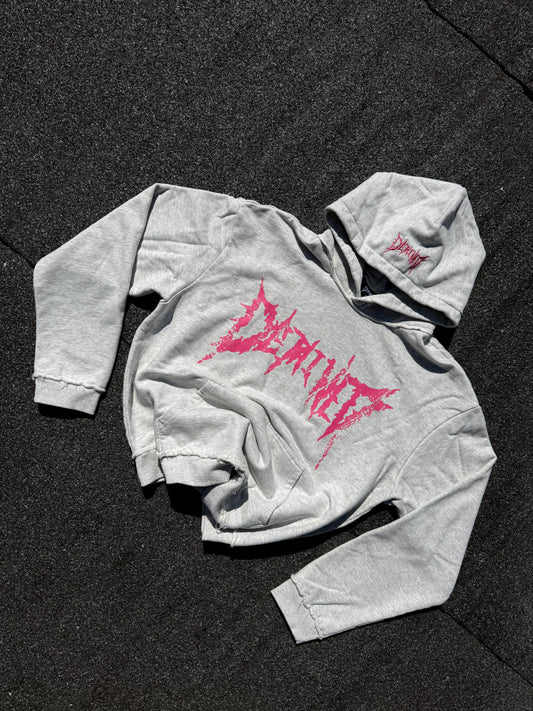LIGHT CRACKED PINK LOGO HOODIE