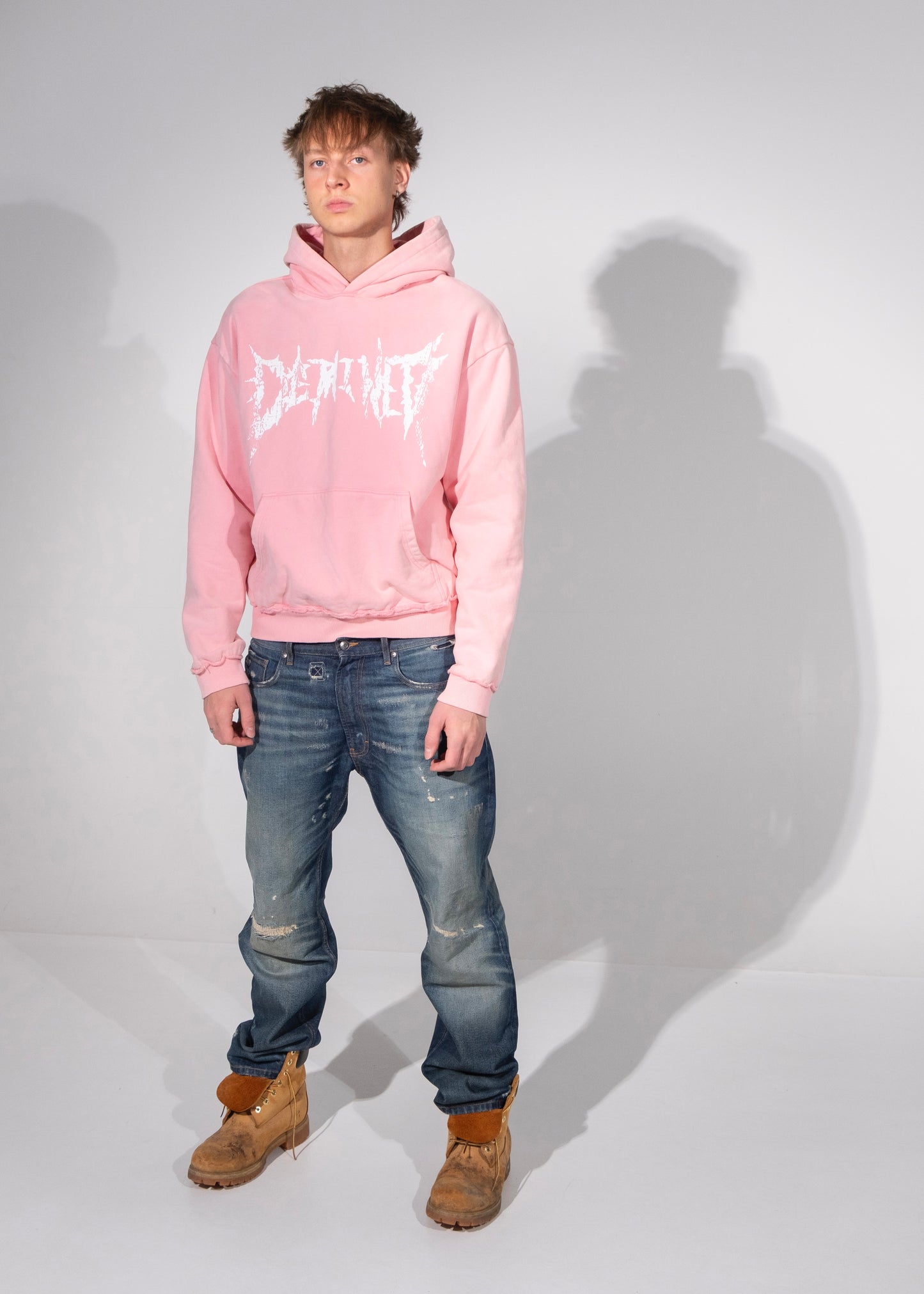 PINK CRACKED LOGO HOODIE