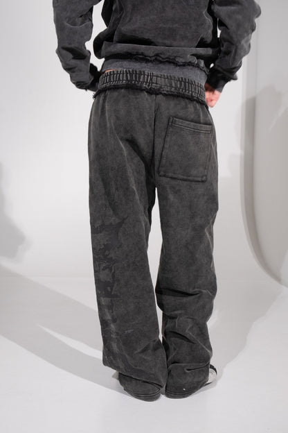 DARK GREY CRACKED LOGO PANTS
