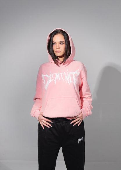 PINK CRACKED LOGO HOODIE