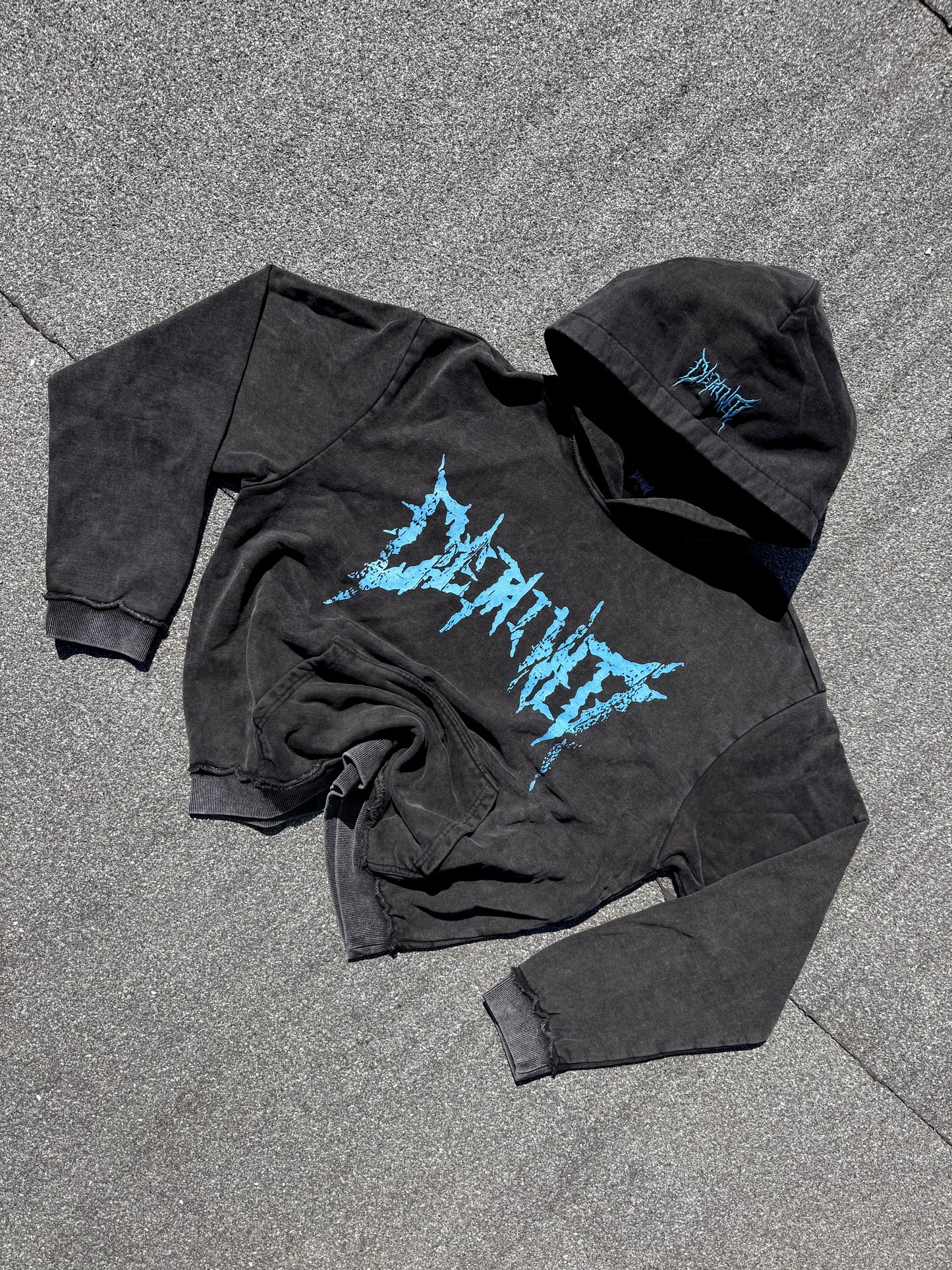 DARK CRACKED BLUE LOGO HOODIE
