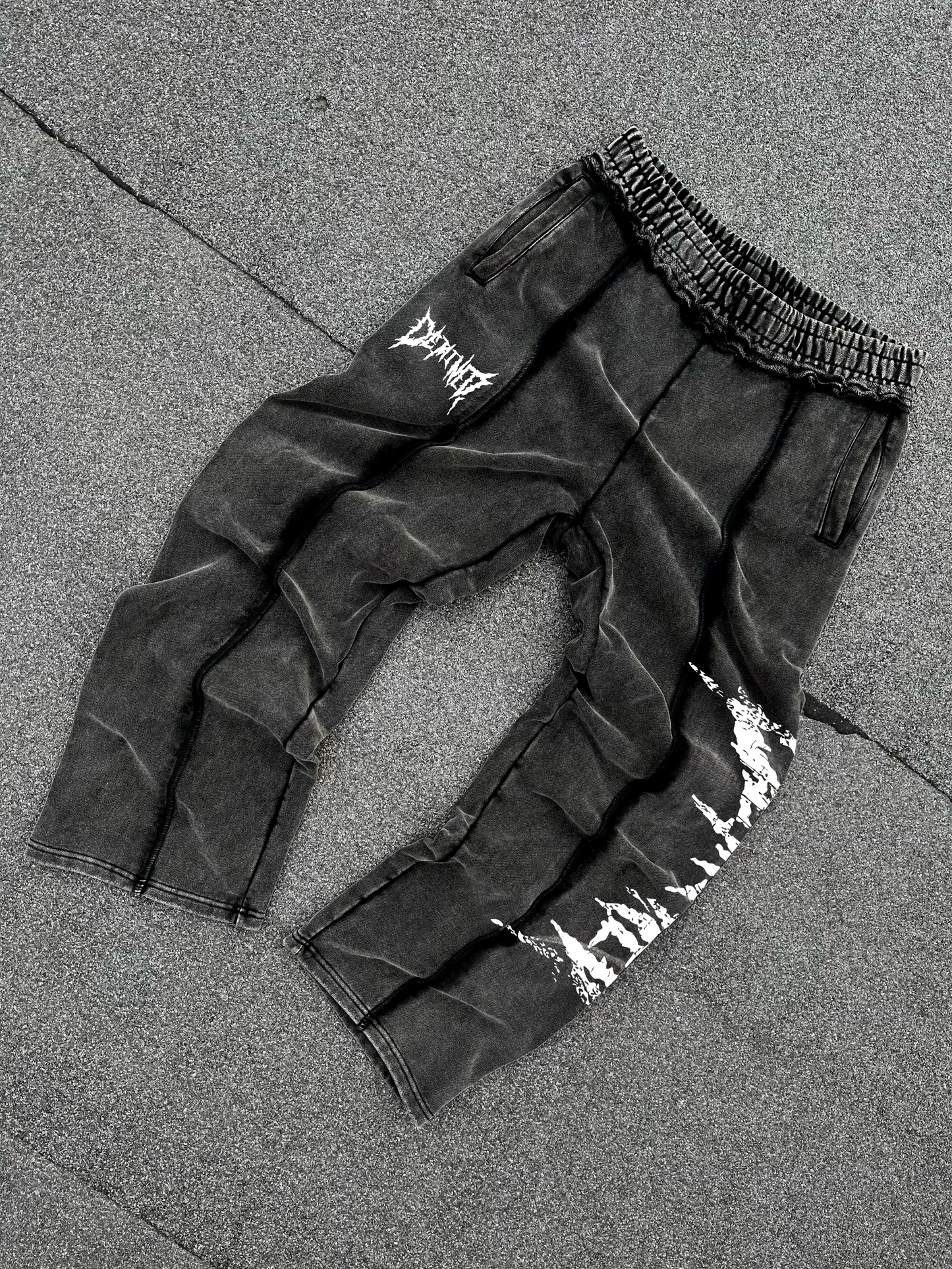 CRACKED WHITE LOGO PANTS