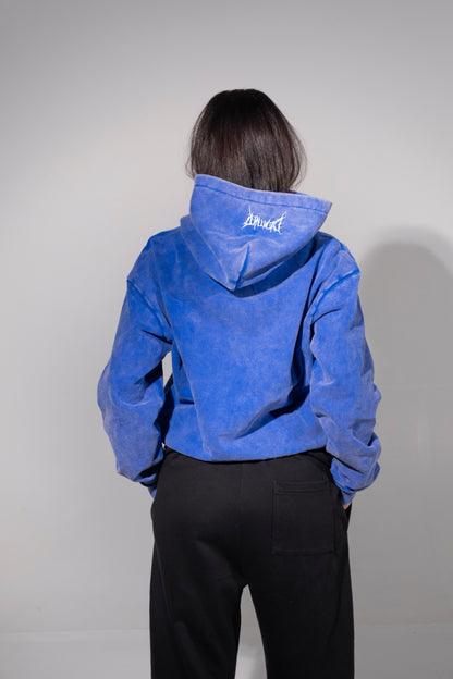 BLUE CRACKED LOGO HOODIE