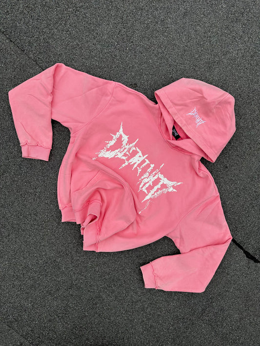 PINK CRACKED LOGO HOODIE