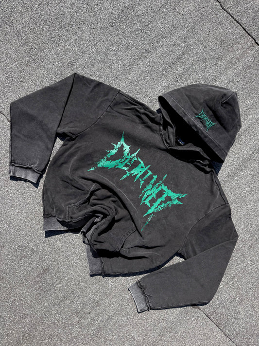 DARK CRACKED GREEN LOGO HOODIE