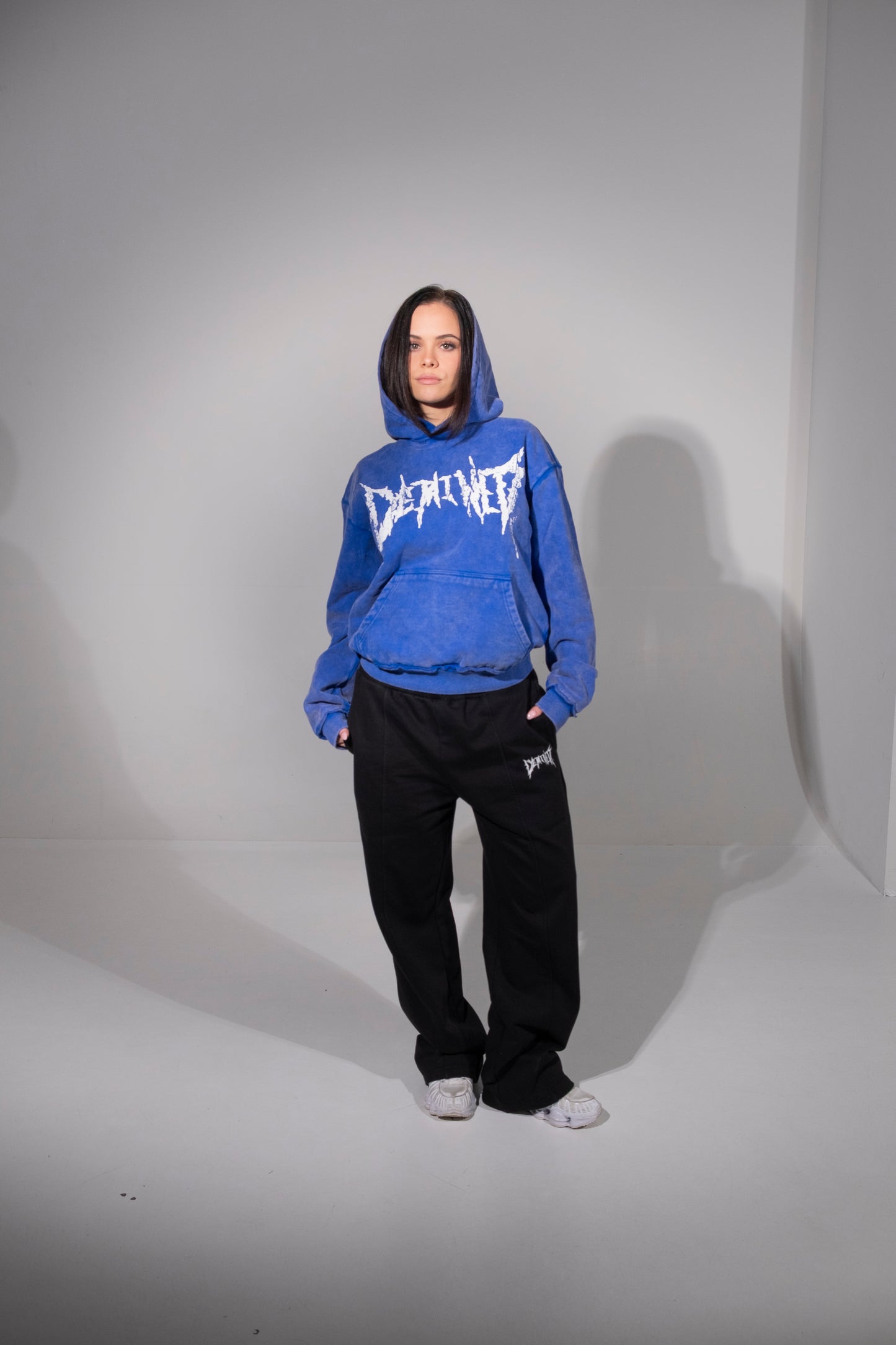 BLUE CRACKED LOGO HOODIE