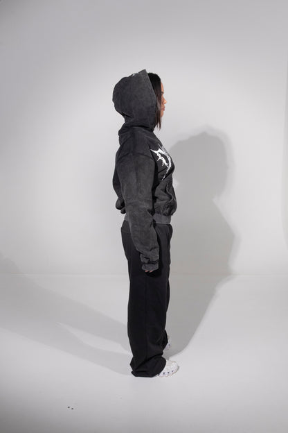 CRACKED WHITE LOGO HOODIE