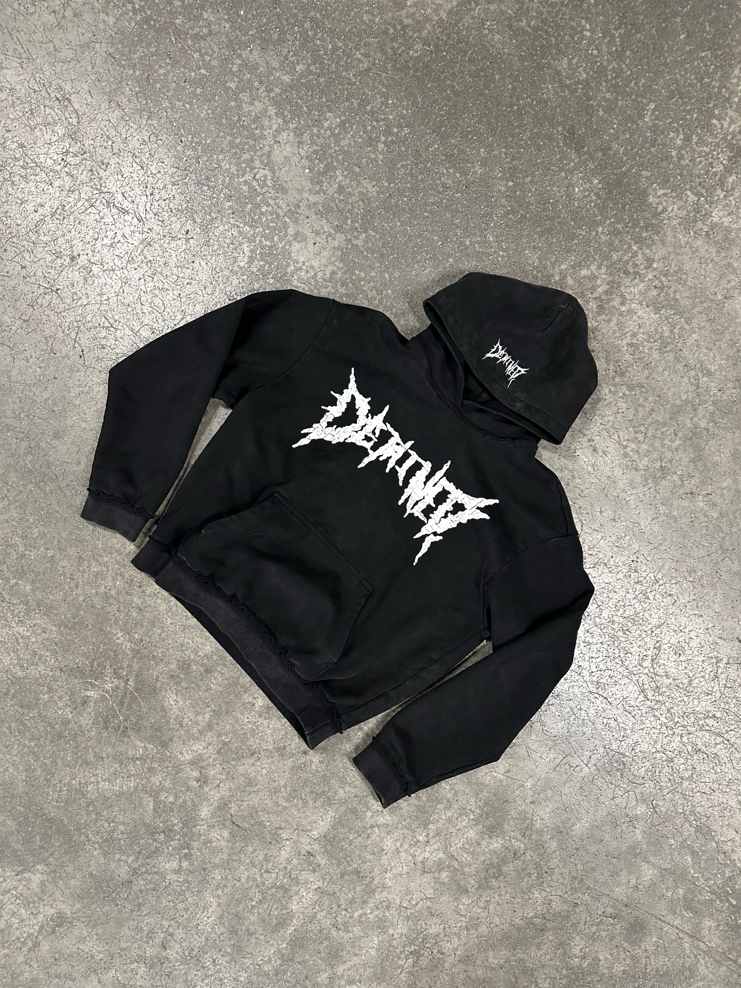 Cracked White Logo Hoodie