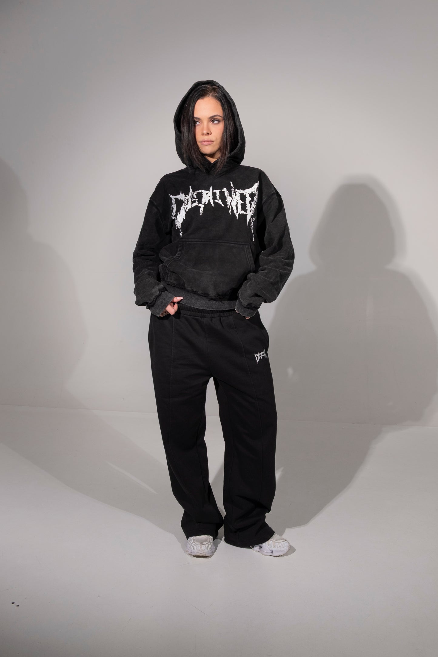 CRACKED WHITE LOGO HOODIE
