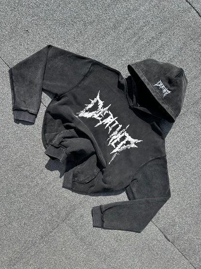 CRACKED WHITE LOGO HOODIE