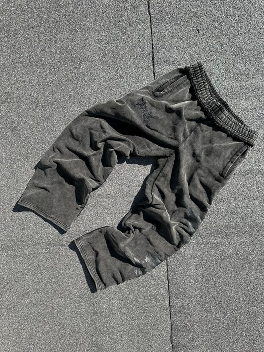 DARK GREY CRACKED LOGO PANTS