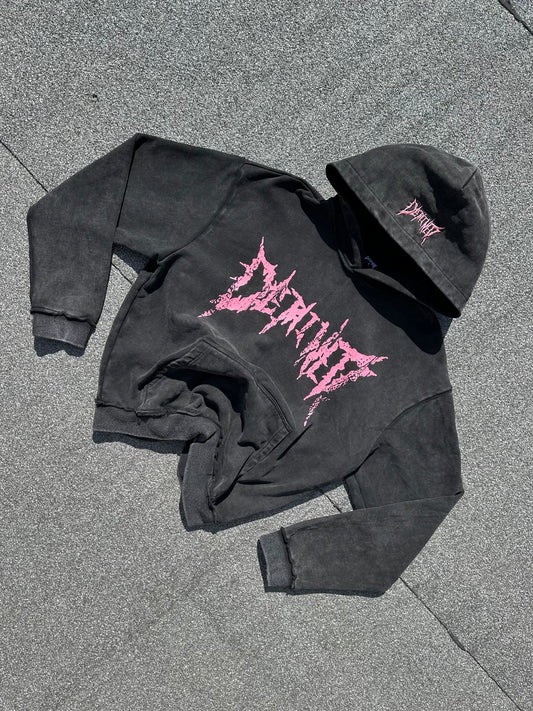 CRACKED PINK LOGO HOODIE