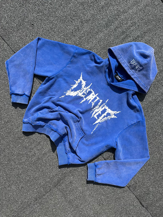 BLUE CRACKED LOGO HOODIE