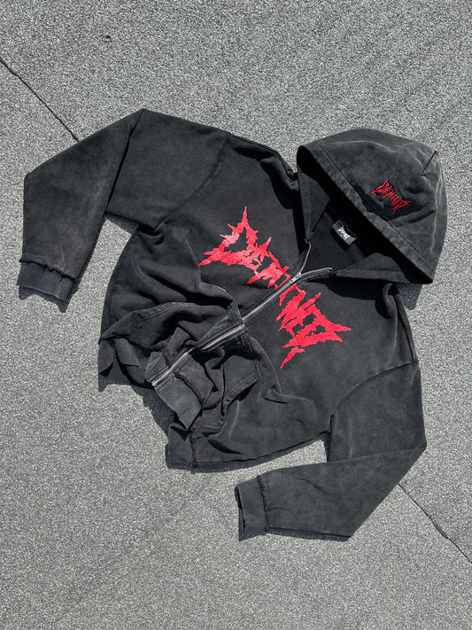 CRACKED RED LOGO ZIP UP